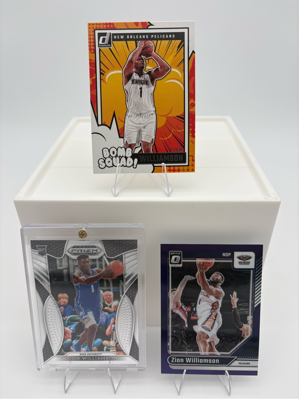 Zion Williamson 3-Card Lot 🔥Bomb Squad & Panini Prizm Draft Picks Rookie 🔥